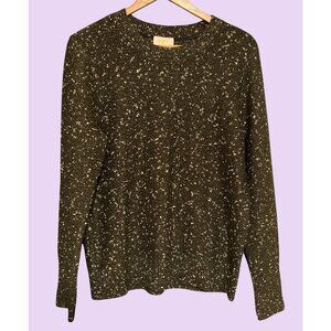 Loft Outlet Black & Gold Speckled Knit Sweater L
